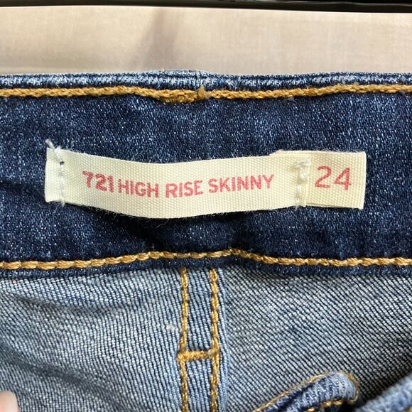 Levi's Women's Size 24 Blue 721 High-Rise Skinny Jeans Dark Wash Denim - Picture 6 of 13
